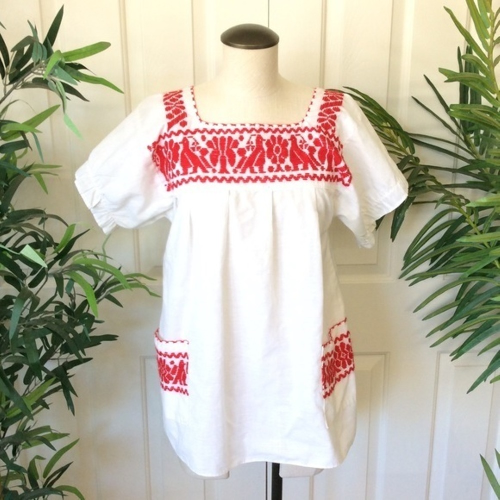 Handmade Vintage Scandi M Square Neck Peasant Top